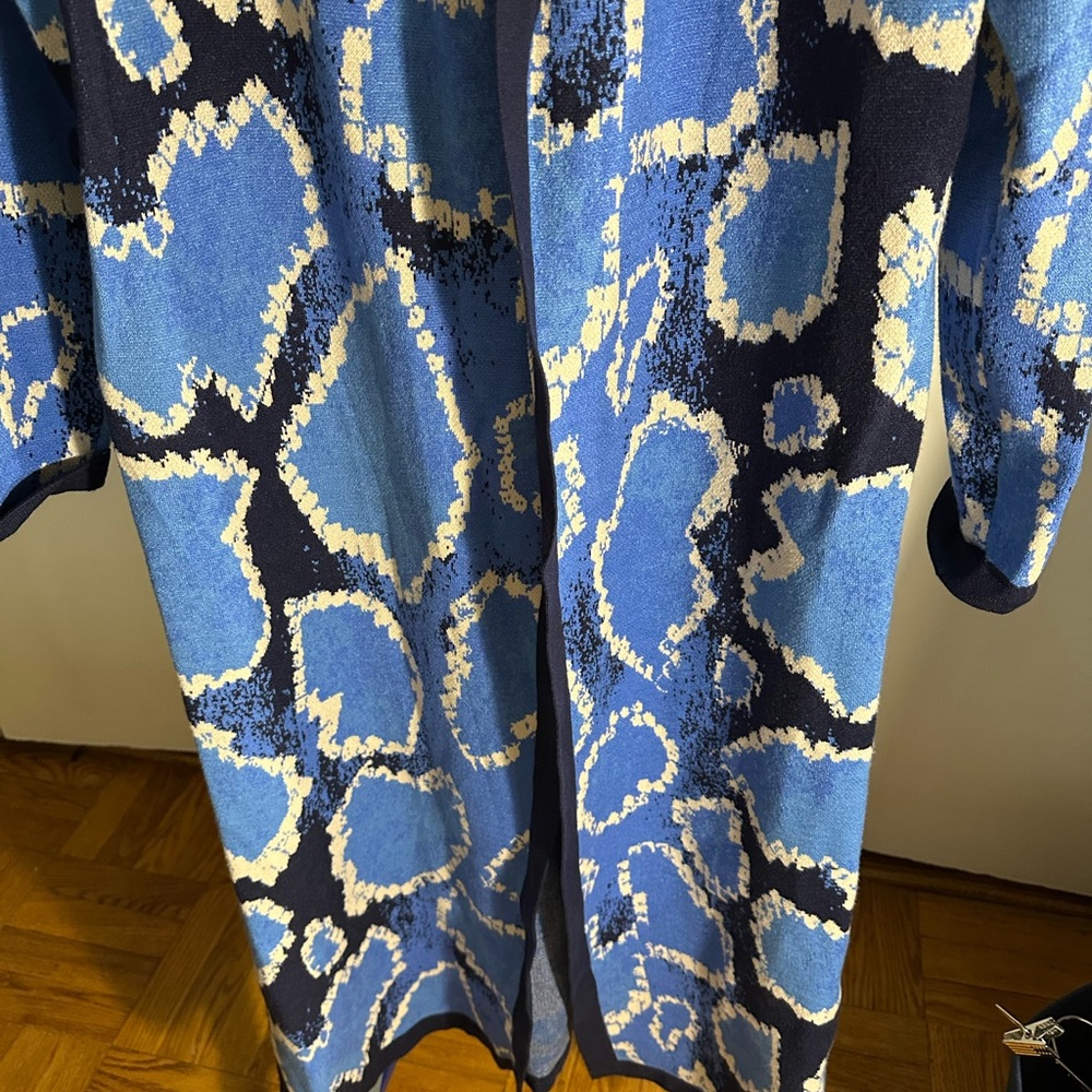 Never Fully Dressed Blue Patterned Long Cardigan - image 2